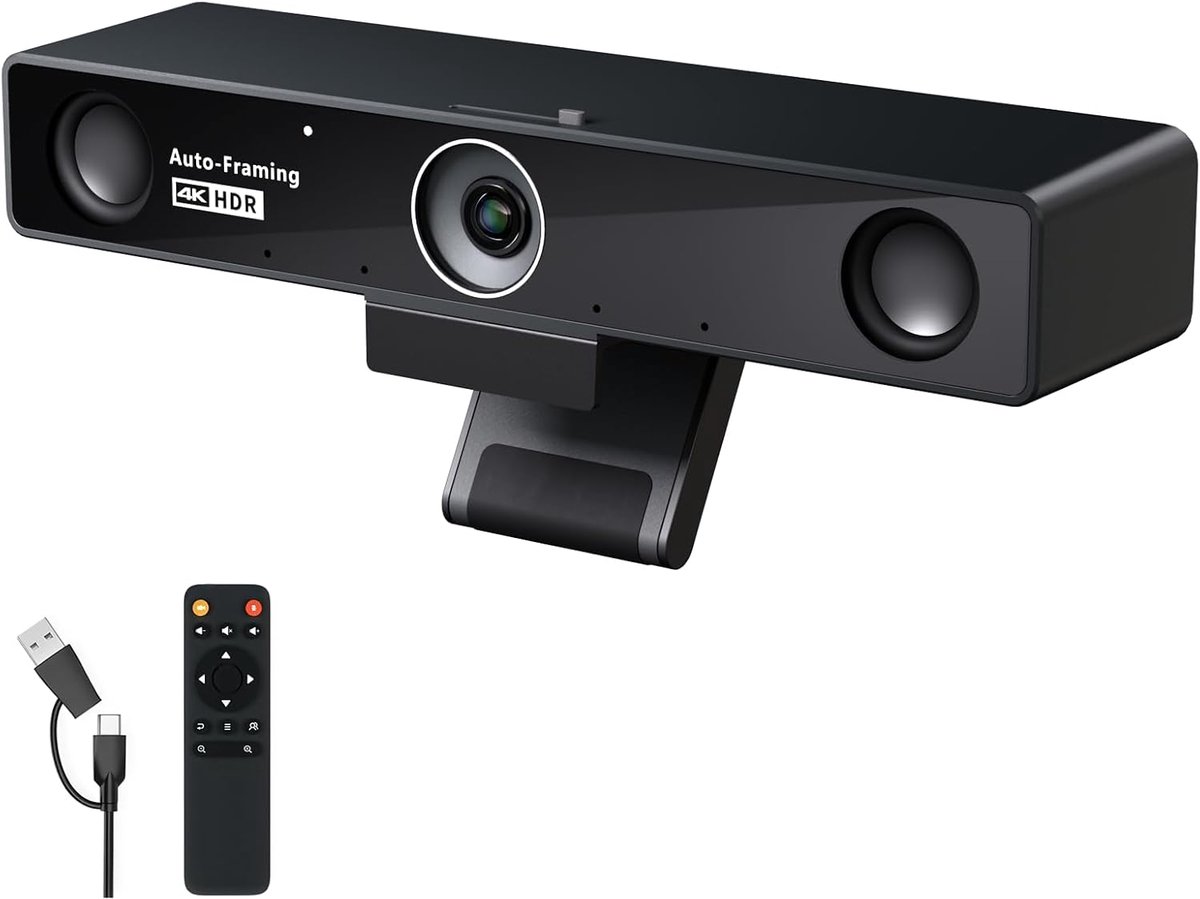 Thijox - 4K Videoconferentiecamera met Microfoon, 120° Gezichtsveld, 3-voudige Digitale Zoom, All-in-One Webcam voor Zakelijke Bijeenkomsten en Smartb