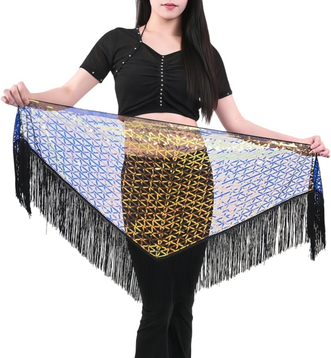 Glitterende Pailletten Dansrok met Franje voor Salsa, Tango en Bellydance - Ideaal voor Festivals en Optredens