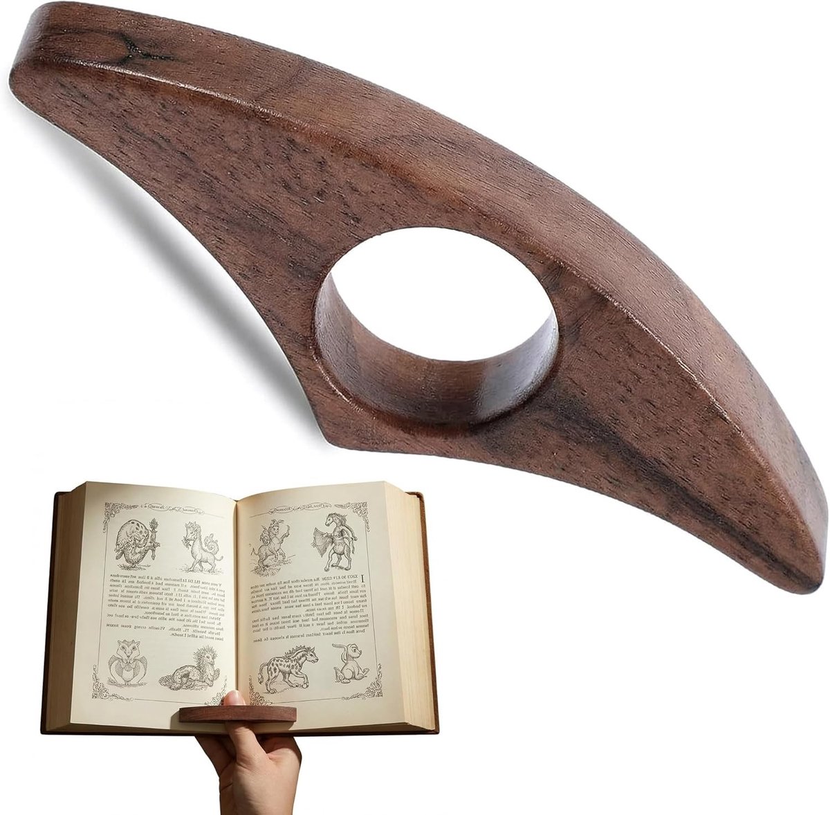 Handgemaakte Houten Boekenlegger Set van 2, Duurzame Pagina Houder en Leestool voor Boekenliefhebbers en Boekwormen