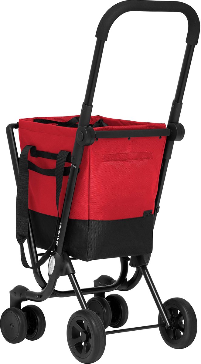 SnelShoppen - Playmarket Easy Go Boodschappentrolley Opvouwbaar met Afneembare Tas in Cherry Kleur - Ideaal voor Boodschappen, Dagjes Uit, Vakantie en