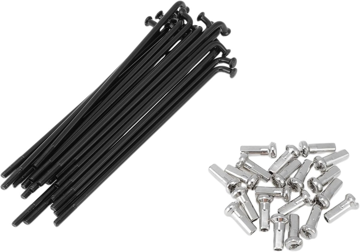 20 set 13G fietsspaken 82 mm van roestvrij staal, zwart, voor fietsen, duurzaam en sterk