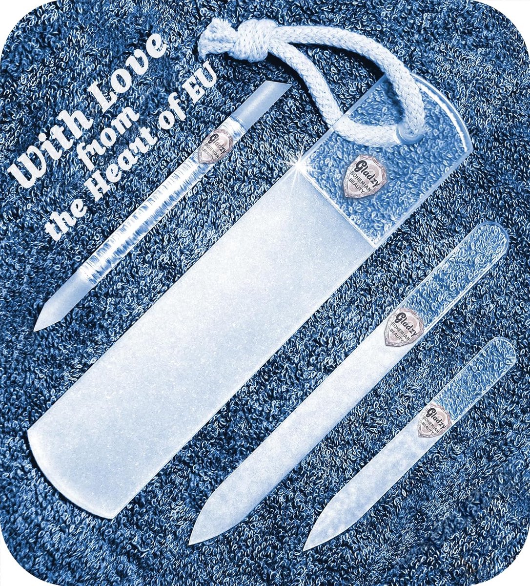 SnelShoppen - Echte Tsjechische glazen nagelvijlset - Eeltverwijderaar en voetrasp - Professionele manicure en pedicure - Dubbelzijdig geëtst - Precis