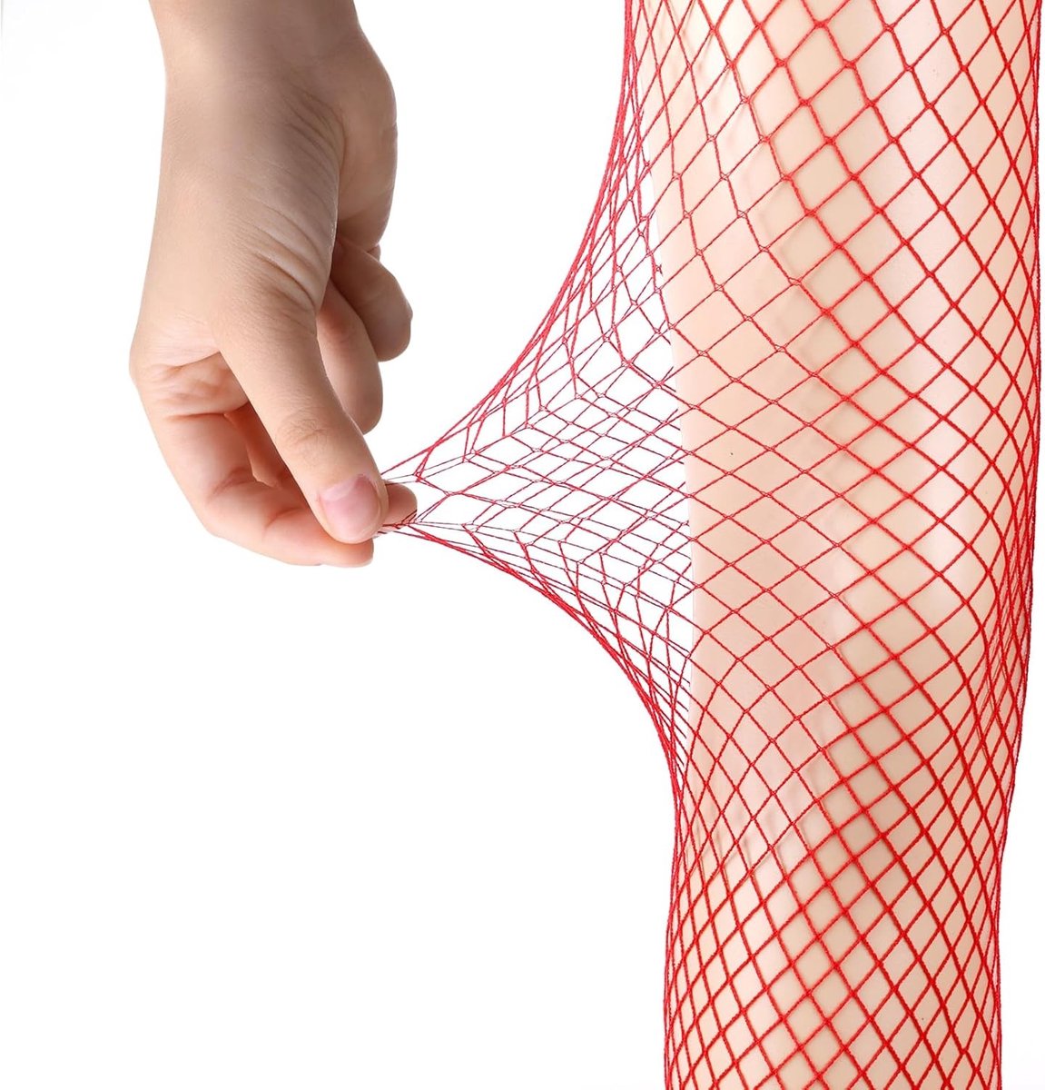 3-delige Rode Visnet Panty voor Vrouwen voor Carnaval, Verkrijgbaar in Maten S, M en L, One Size