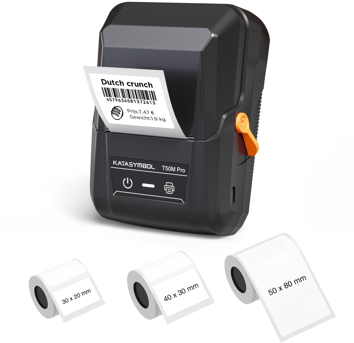 SnelShoppen - SUPVAN T50M Pro Label Printer met 3 Waterdichte Zelfklevende Etiketten - Handige Etiketteermachine voor Thuis, Kantoor en Hobby - Compac