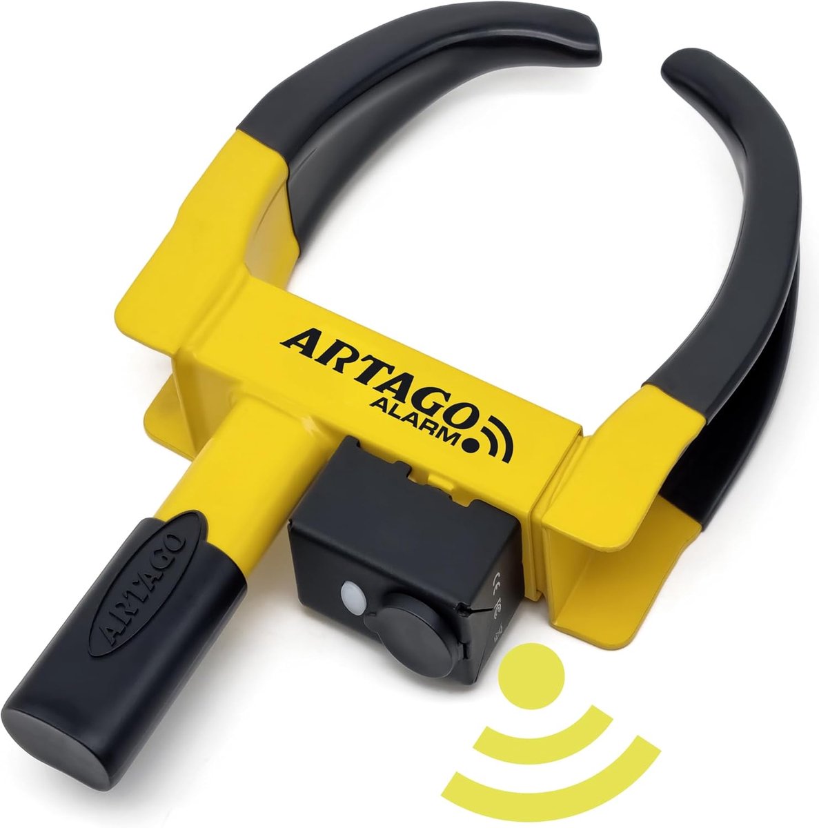 SnelShoppen - ARTAGO ART872 Wielklem Met Alarm 120dB, Anti-roest Behandeling, LED Licht, CR2 Batterij, Antidiefstalbeveiligingsslot voor Auto, Aanhang