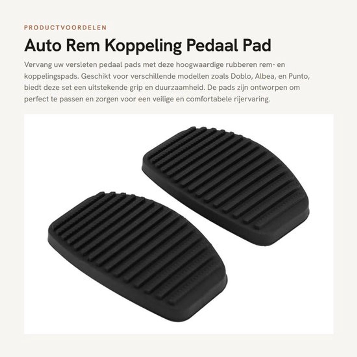 Rubber Pad Vervanging - Remkoppeling Pedaal - 1 Paar - Geschikt voor Doblo/Albea/Punto/Palio/Fiorino - 85 mm x 51 mm x 10 mm - Hoogwaardig Rubber - Pedaalrubber