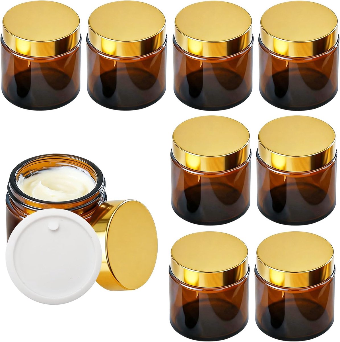Lege glazen potjes 60 ml - Bruine amber kleur - 6 stuks - Ideaal voor het bewaren van kruiden - ShopVlot
