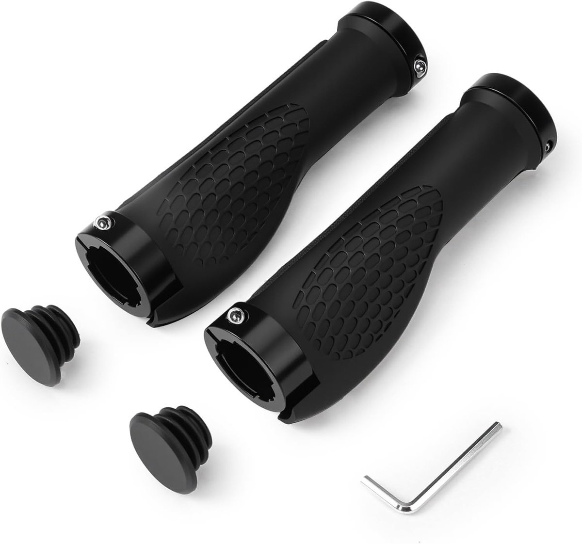 Fietsstuurgrepen - Antislip rubberen grepen - Dubbel vergrendelingsmechanisme - Fietsgrepen - Stuur - Handgrepen van aluminiumlegering voor mountainbikes en scooters - Zwart