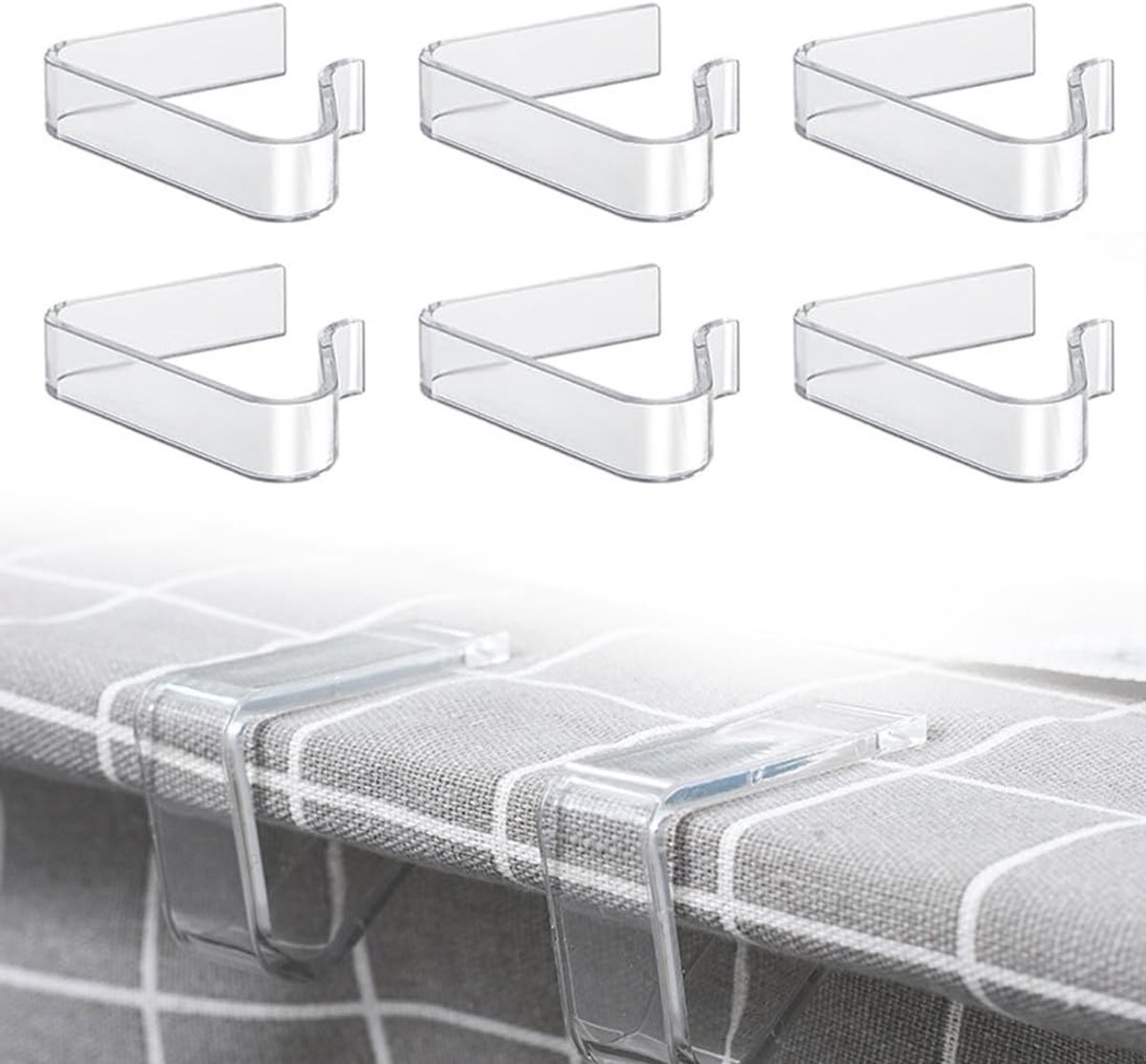 Set van 6 Antislip Tafelklemmen van Duurzaam Transparant Plastic voor Bruiloften, Tuinfees