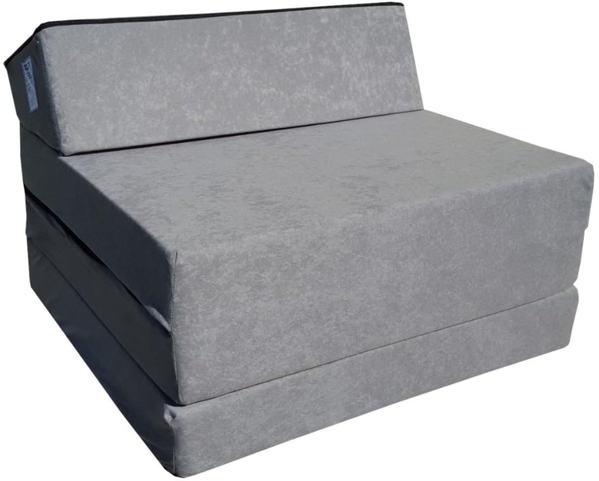 SnelShoppen - Opvouwbare Matras Logeermatras met Hoofdeinde 200 x 70 x 10 cm - Grijs - Ideaal voor Camping, Logeren, Kinderen en Feesten