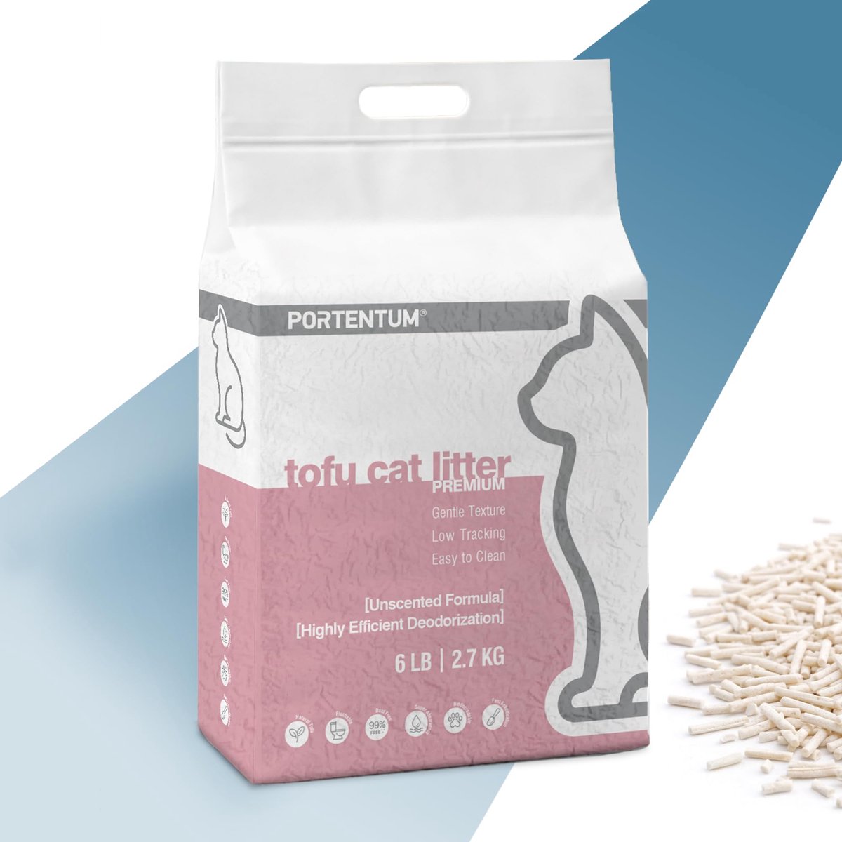 SnelShoppen - Tofu Kattenbakvulling zonder geur, 2,7 kg plantaardige pellets voor katten, geurcontrole, eenvoudige reiniging, niet plakkend, schoon en