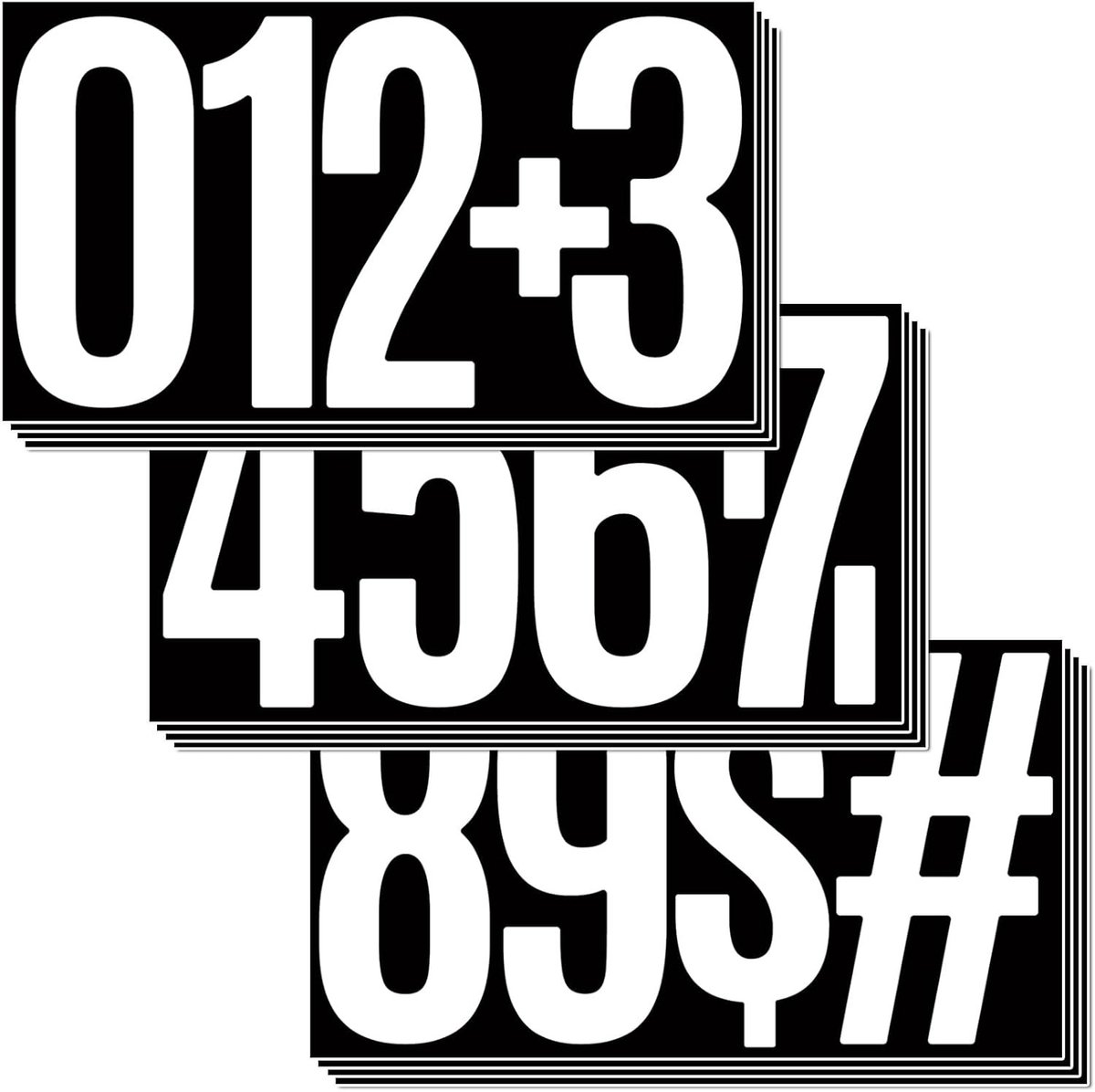Grote Weerbestendige Nummerstickers van Vinyl, 12 Vellen Zelfklevende Cijfers voor Postkasten, Borden en Huisnummers (15 cm, Wit)