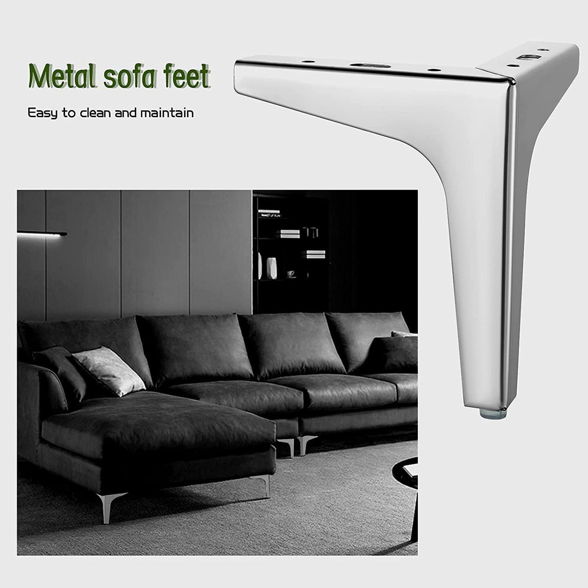 Meubelpoot set van 4 - moderne driehoekige metalen poten - 17 cm hoog - sterke belastingcapaciteit - SnelShoppen