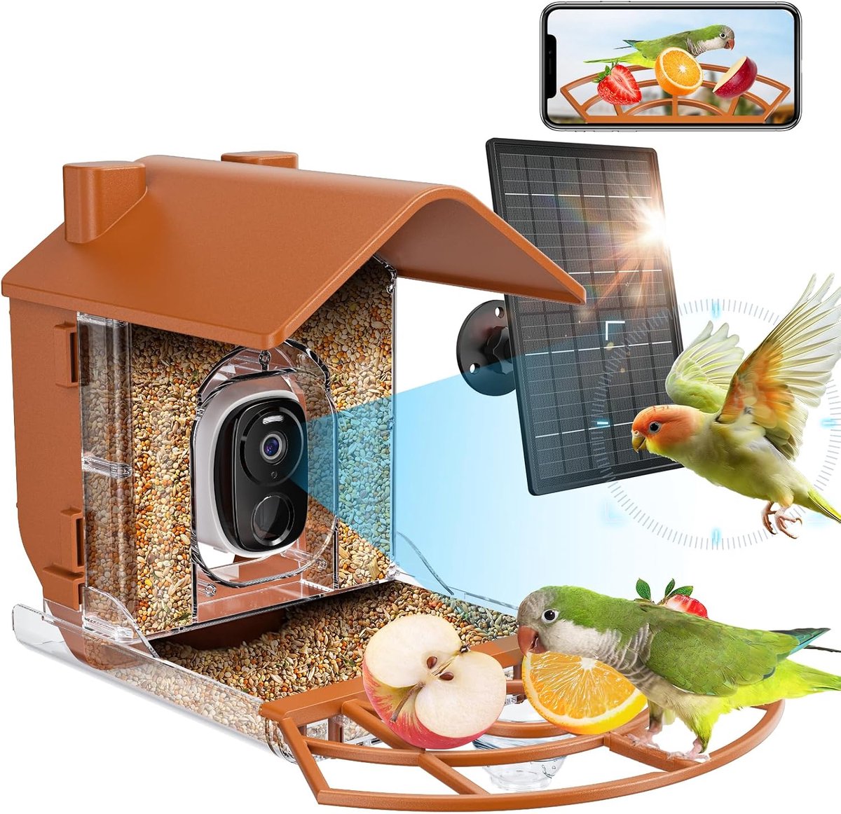 Vogelvoeder met Camera, Slimme Vogelvoeder Camera met AI Identificeert Vogelsoorten, Automatische Video Opname & Directe App-notificaties, Live Vogelobservatie Camera voor Vogelliefhebbers