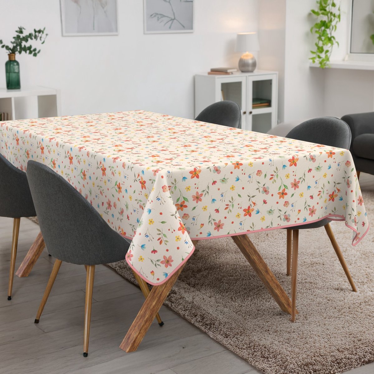 ANRO Tafelkleed Bloemen Meerkleurig 160x100cm Met sierband Afwasbaar Waterafstotend Binnen & Buiten