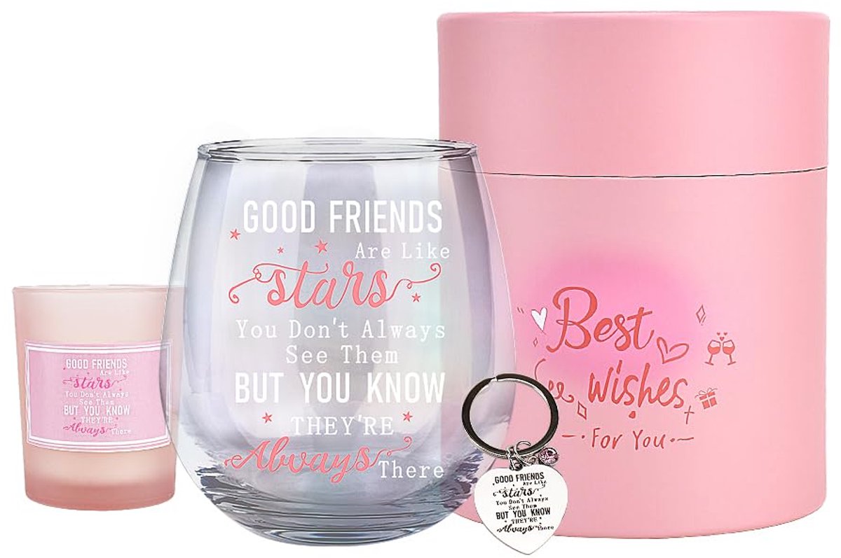SnelShoppen - Gepersonaliseerde Wijnglazen en Drinkbekers, Uniek Vriendschapscadeau voor Vrouwen en Mannen, Perfect voor Verjaardag, Afscheid en Lange