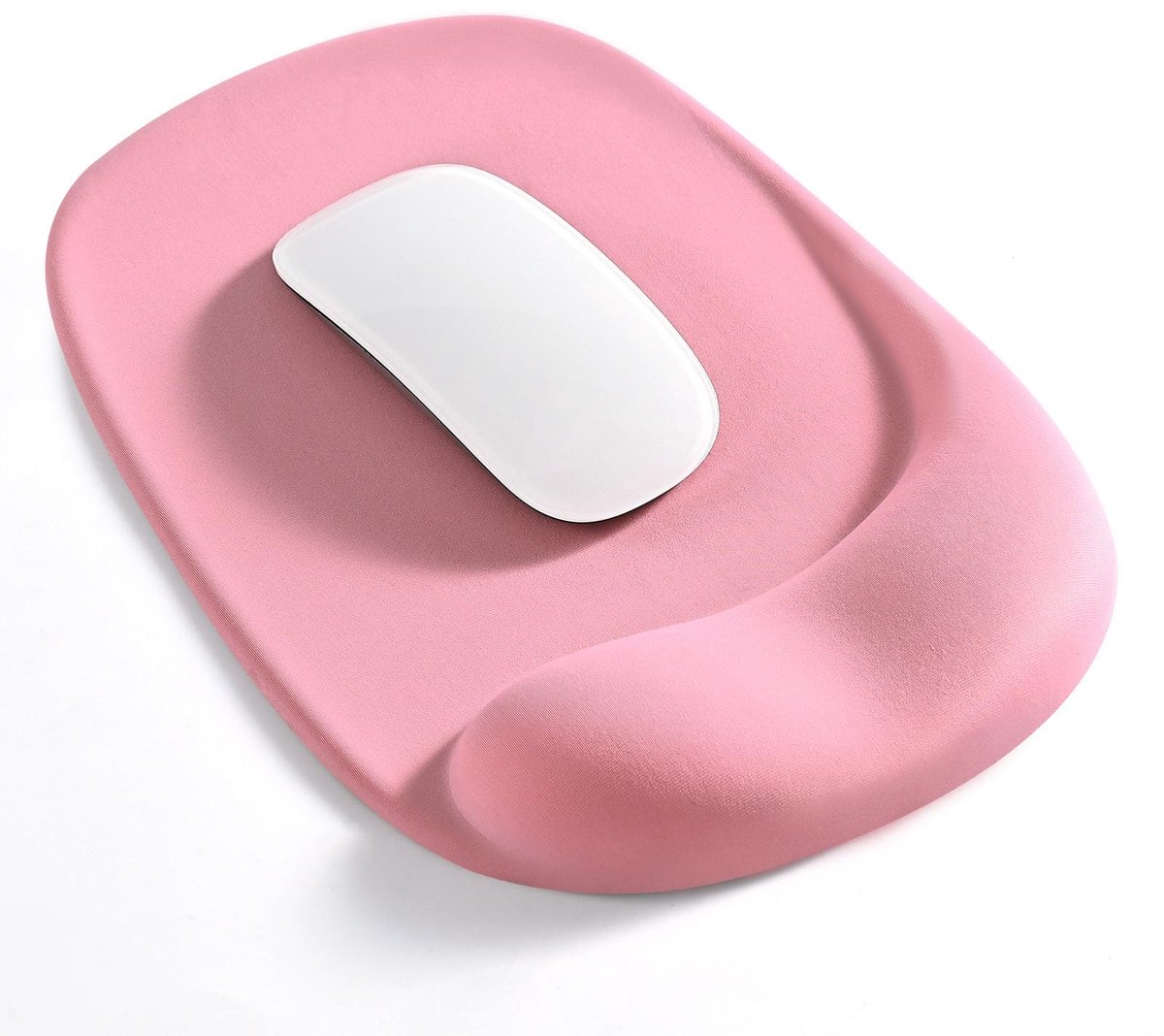 SnelShoppen - Ergonomische Muismat met Gelpolsondersteuning, Lycra-Oppervlak voor Glad Gebruik, Niet-slip PU-basis, Roze Muismat voor Kantoor, Gaming