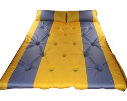 Luchtbed Auto - Kampeer Matras - Reizen en Ontspannen - Automatisch Opblazend - 188x130cm - Geel Blauw