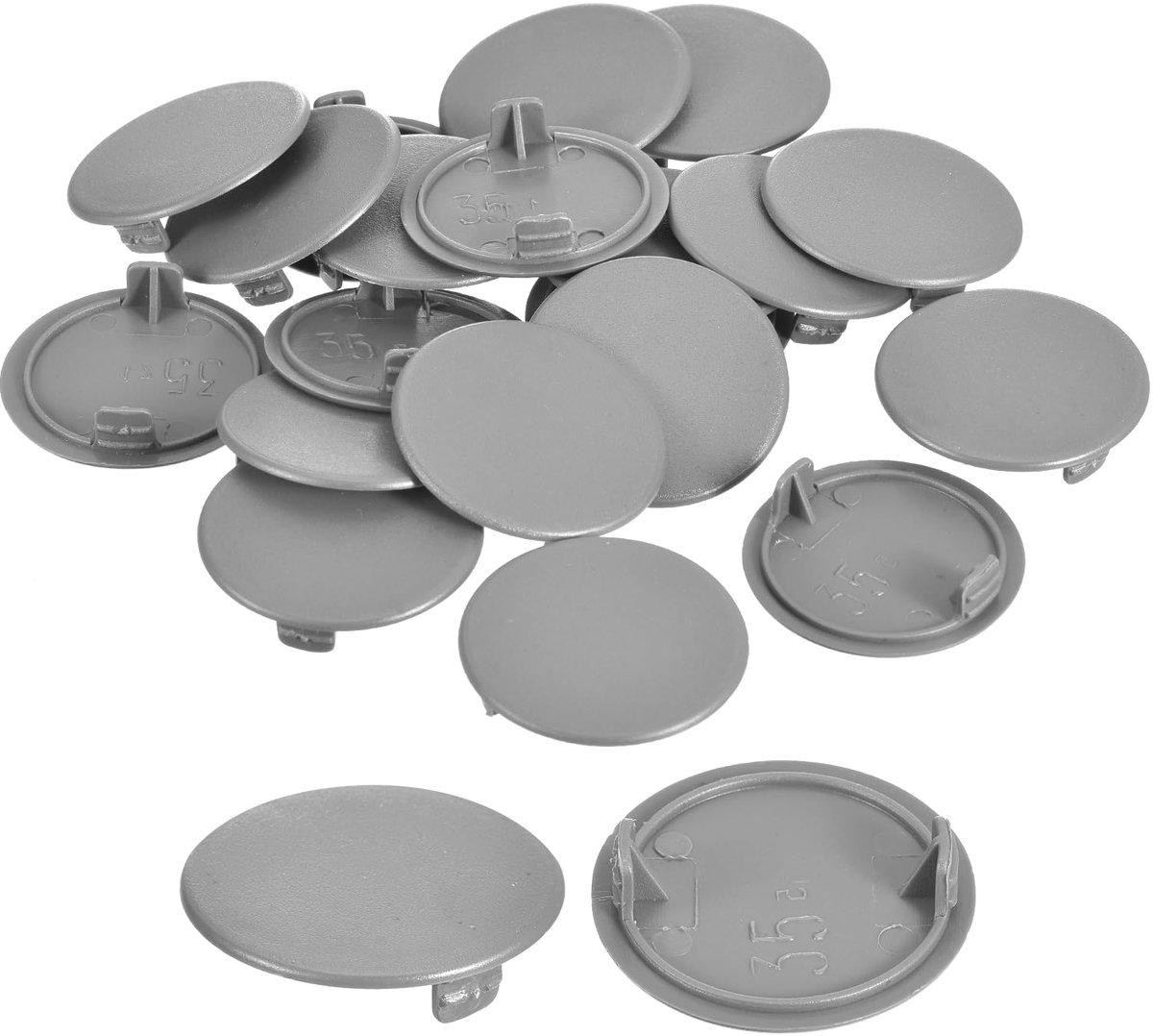SnelShoppen - 100 Stuks Scharniergaten 35 mm - Rond Grijs Kunststof Voor Meubels, Kast, Dressoir - Ideaal Voor DIY Klussen