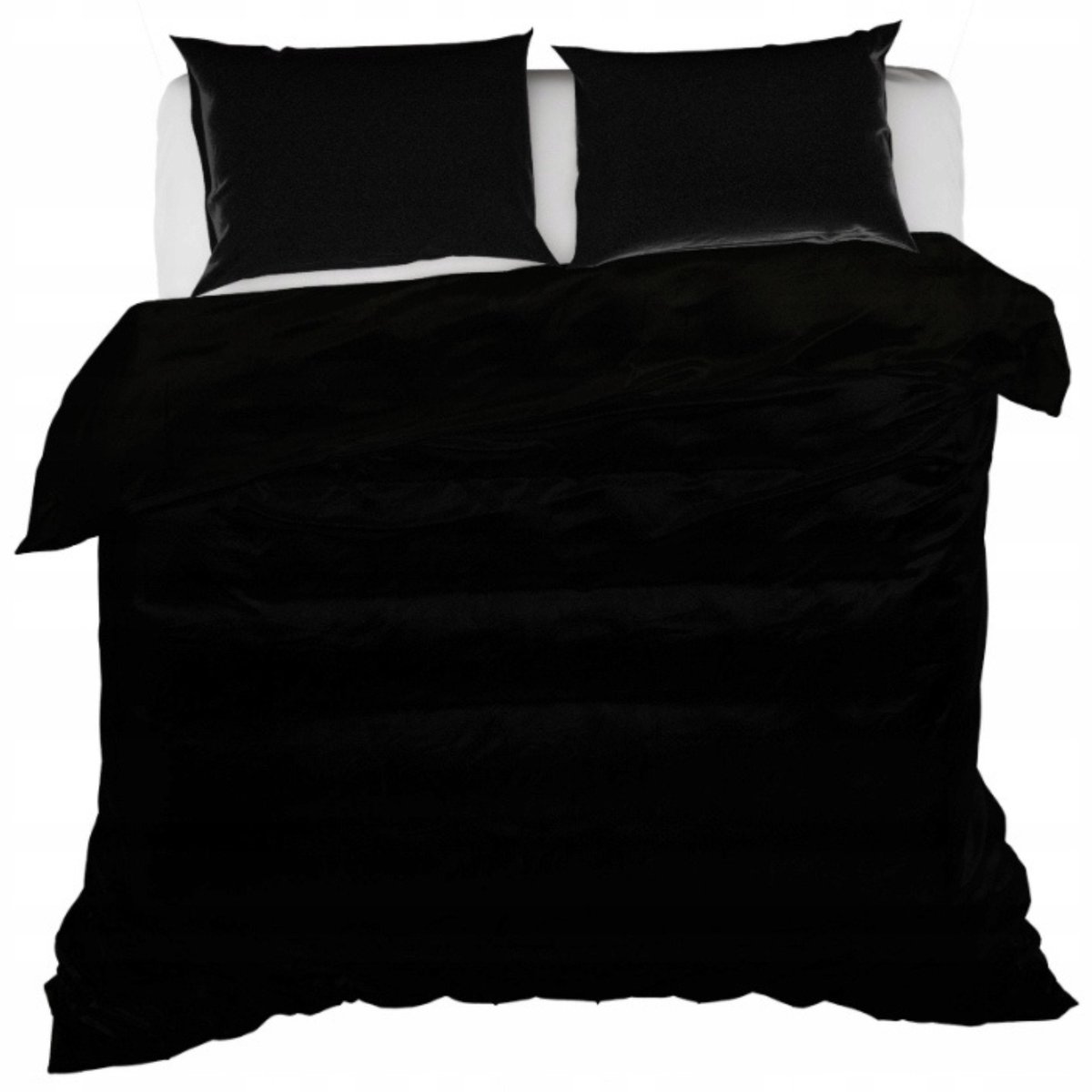 KONEY - Dekbedovertrekset 150 x 200 cm - 2 kussenslopen 50 x 60 cm - microvezel satijn - Zwart