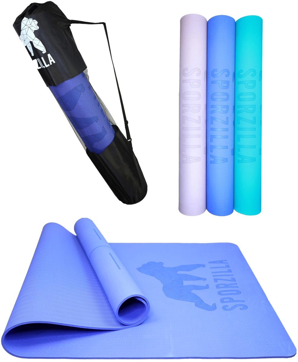 SnelShoppen - Yoga mat XXL 200 x 100 cm - 8 mm dik - Antislip, Vrij van Schadelijke Stoffen, Met Hulplijnen en Draagtas - Sportmat, Gymnastiekmat voor