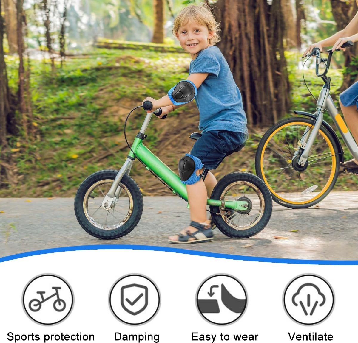 Beschermende Set voor Kinderen met Knie-, Elleboog- en Polsbeschermers voor Skateboarden, Fietsen en Rollers (Blauw)