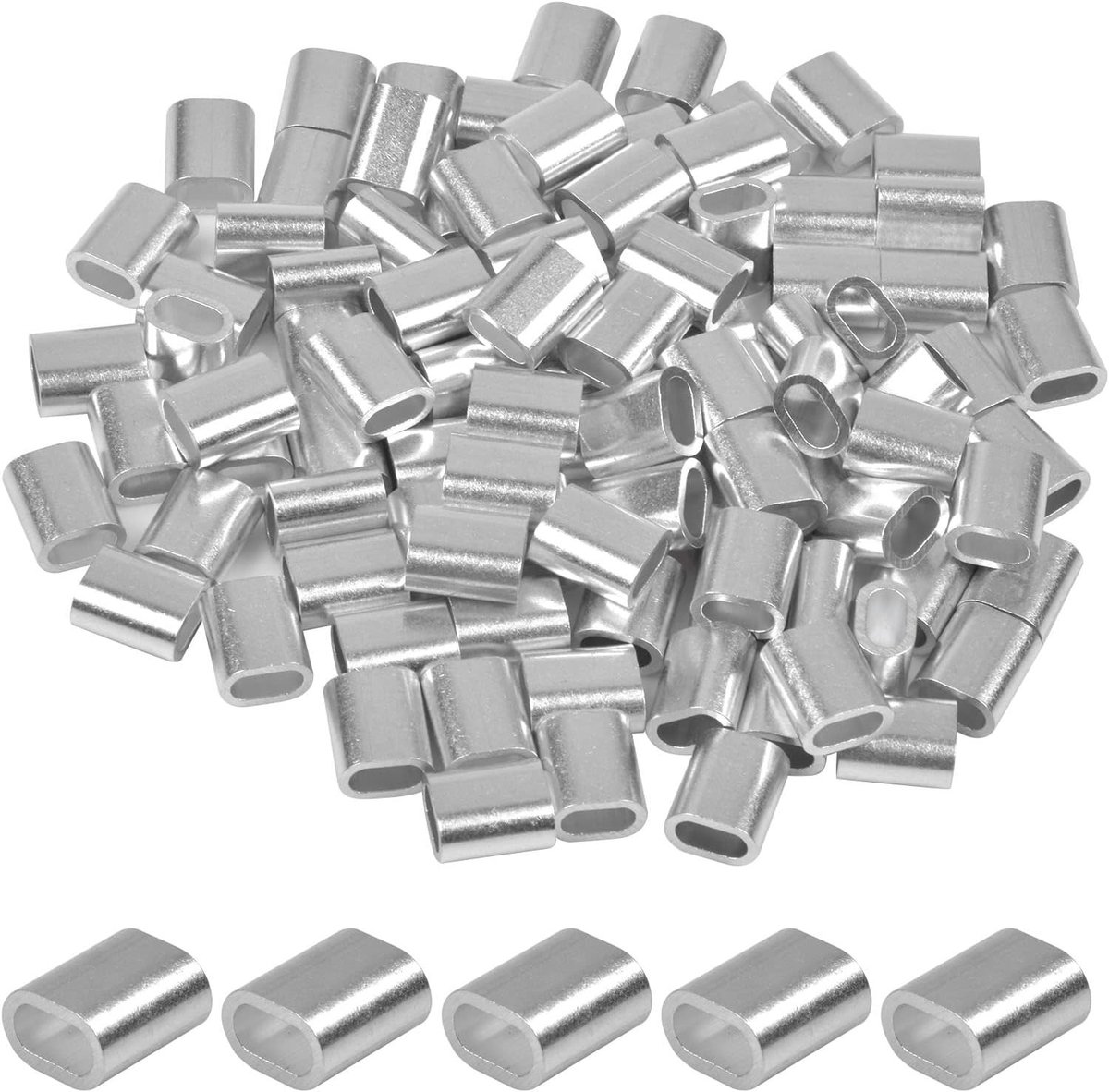 Aluminium Hulzen - Persklemmen - Kabel Bevestigen - Ovaal Ontwerp - 100 Stuks - Aluminium