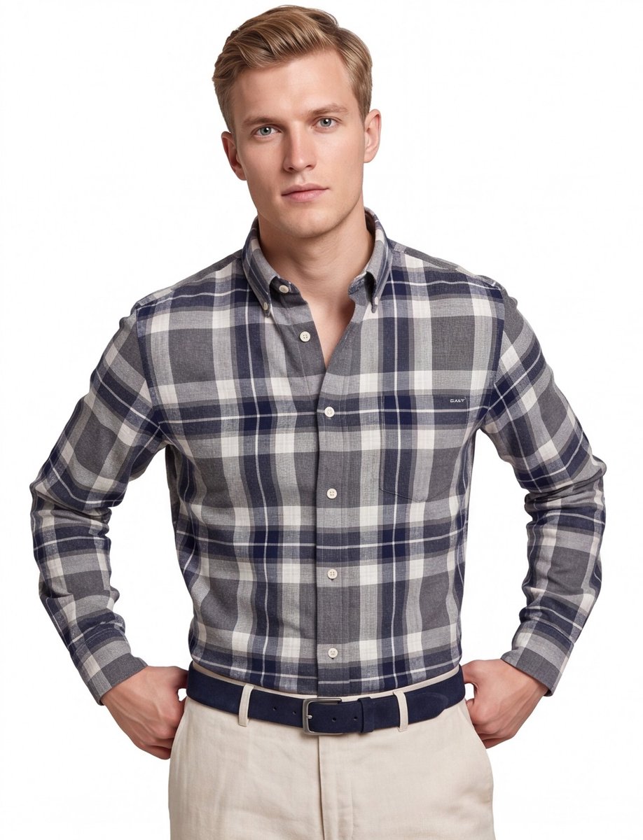 Gant casual overhemd grijs