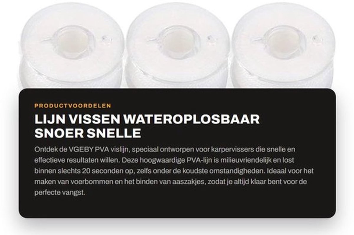PVA Lijn 20M - Wateroplosbaar Snoer - 3 Stuks - Snelle Resolutie - Draagbaar - Milieuvriendelijk Materiaal - Vislijn