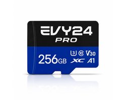 Evy24 Micro SD Kaart 256GB Pro - A1 U3 V30 Class 10 - Hoge Snelheid 160MB/s - Geschikt voor 4K Video, Smartphone, Camera, Drone en Nintendo Switch - Met Adapter