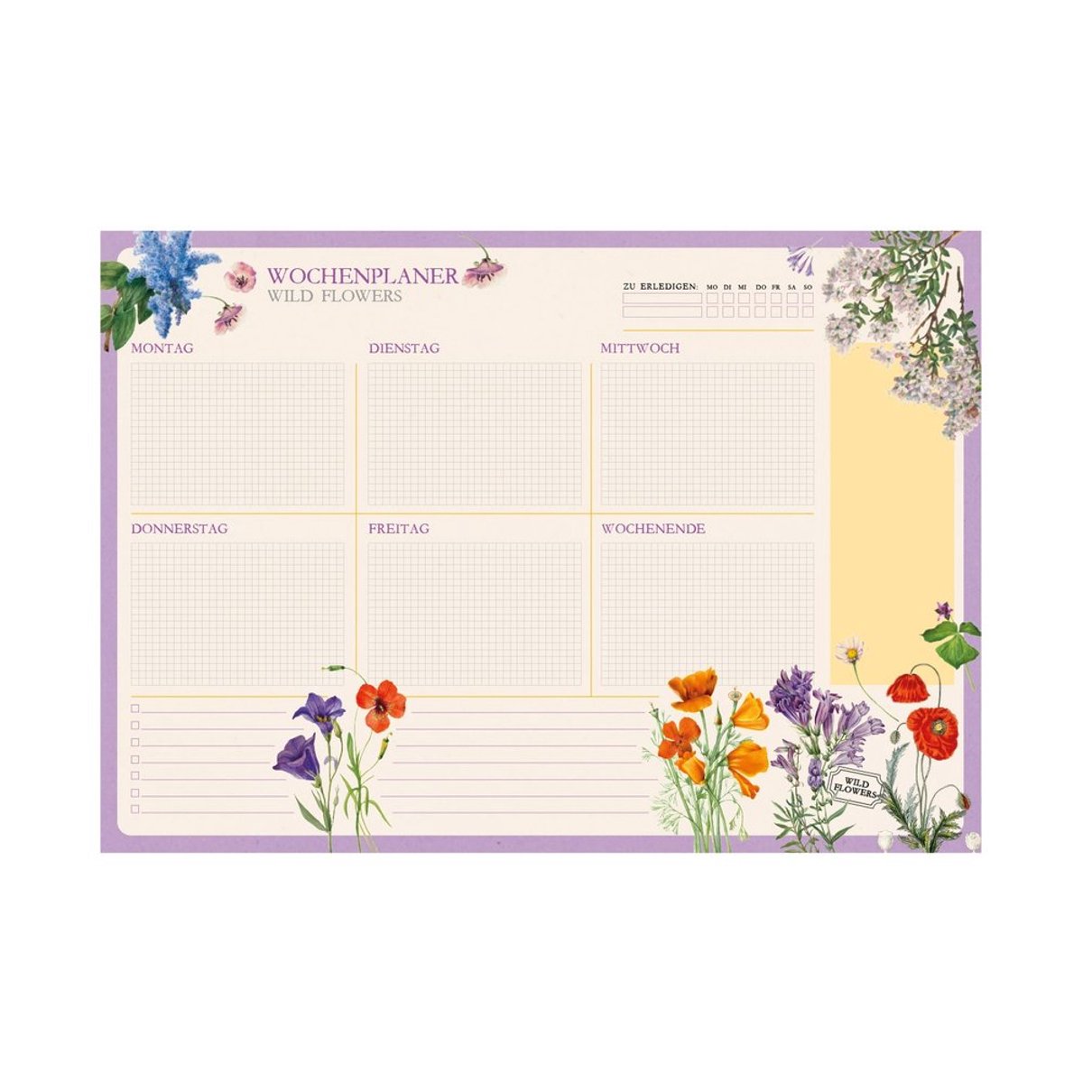Grupo Erik - Wild Flowers A4 Weekly In German Planner - Multicolours