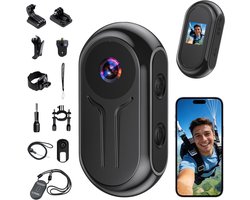 SnelShoppen – Actioncam 2K Mini Bodycam WiFi, 120° Actiecamera voor Helm, Motor en Fiets, Draagbare POV-camera voor Fietsen, Reizen en Outdoor Avontur