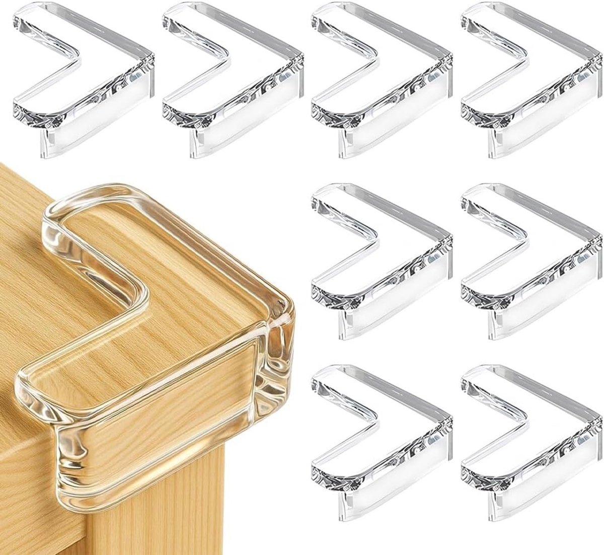 Set van 8 Zelfklevende Hoekbeschermers voor Meubels, Randbescherming, Veiligheid voor Kinderen (Transparant)