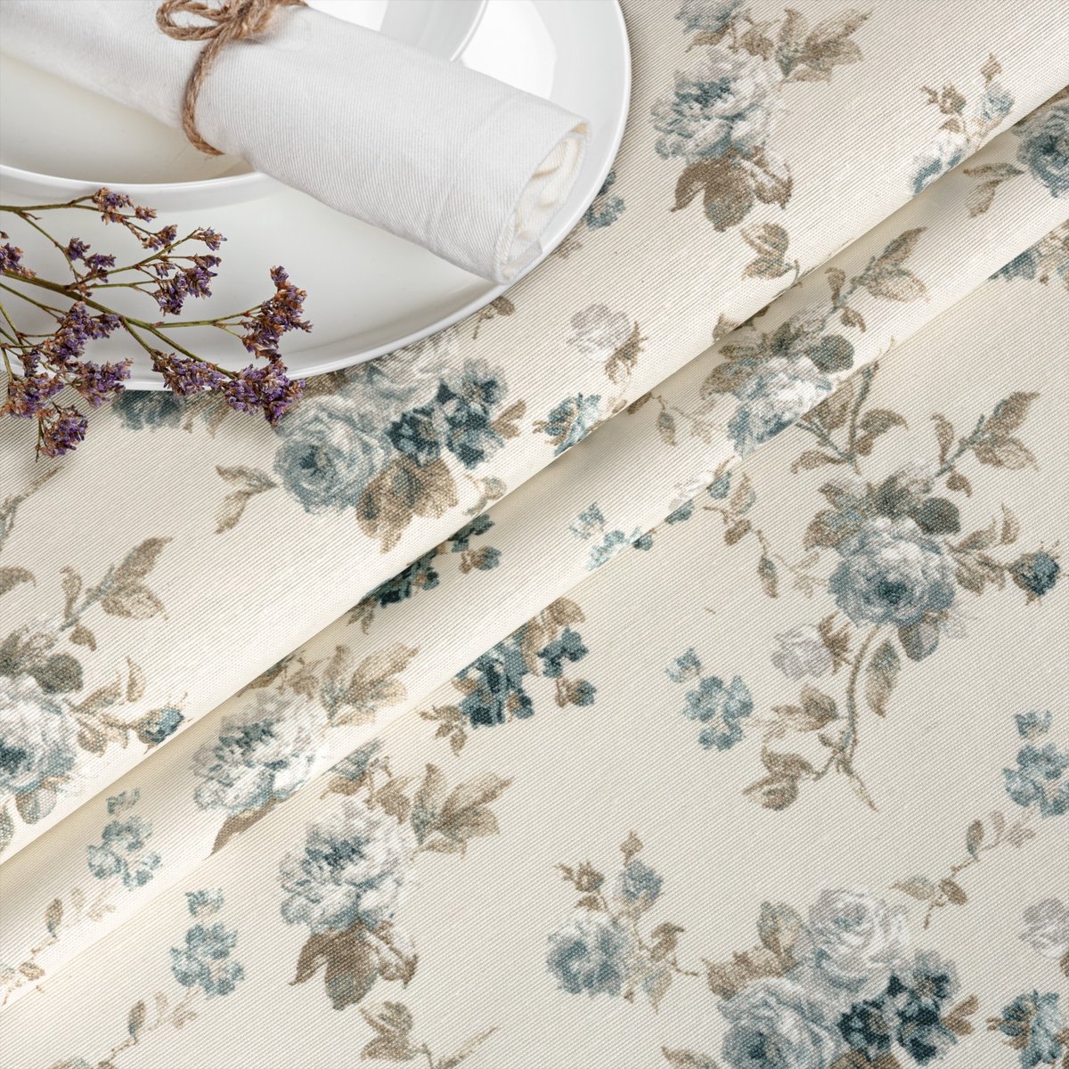 ANRO Tafelkleed Rozen Blauw 180x140cm Rechte rand Afwasbaar Waterafstotend Binnen & Buiten