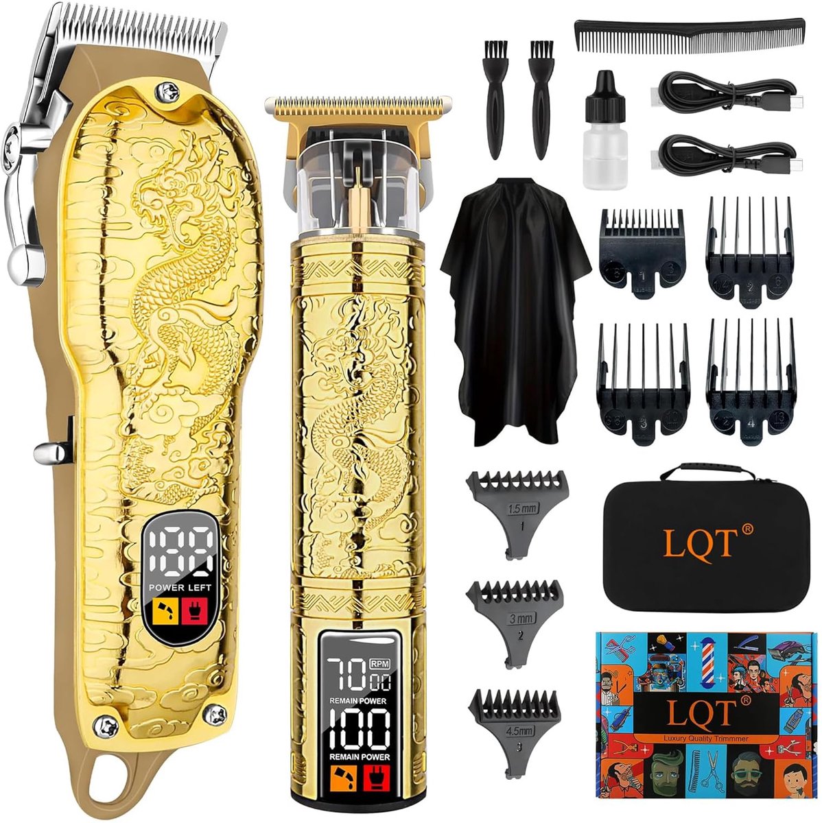 SnelShoppen - Oplaadbare Tondeuse voor Mannen - Draadloze Baard- en Haartrimmer met Duurzame Batterij, LED-Display, Nauwkeurige Messen, Stille Verzorg