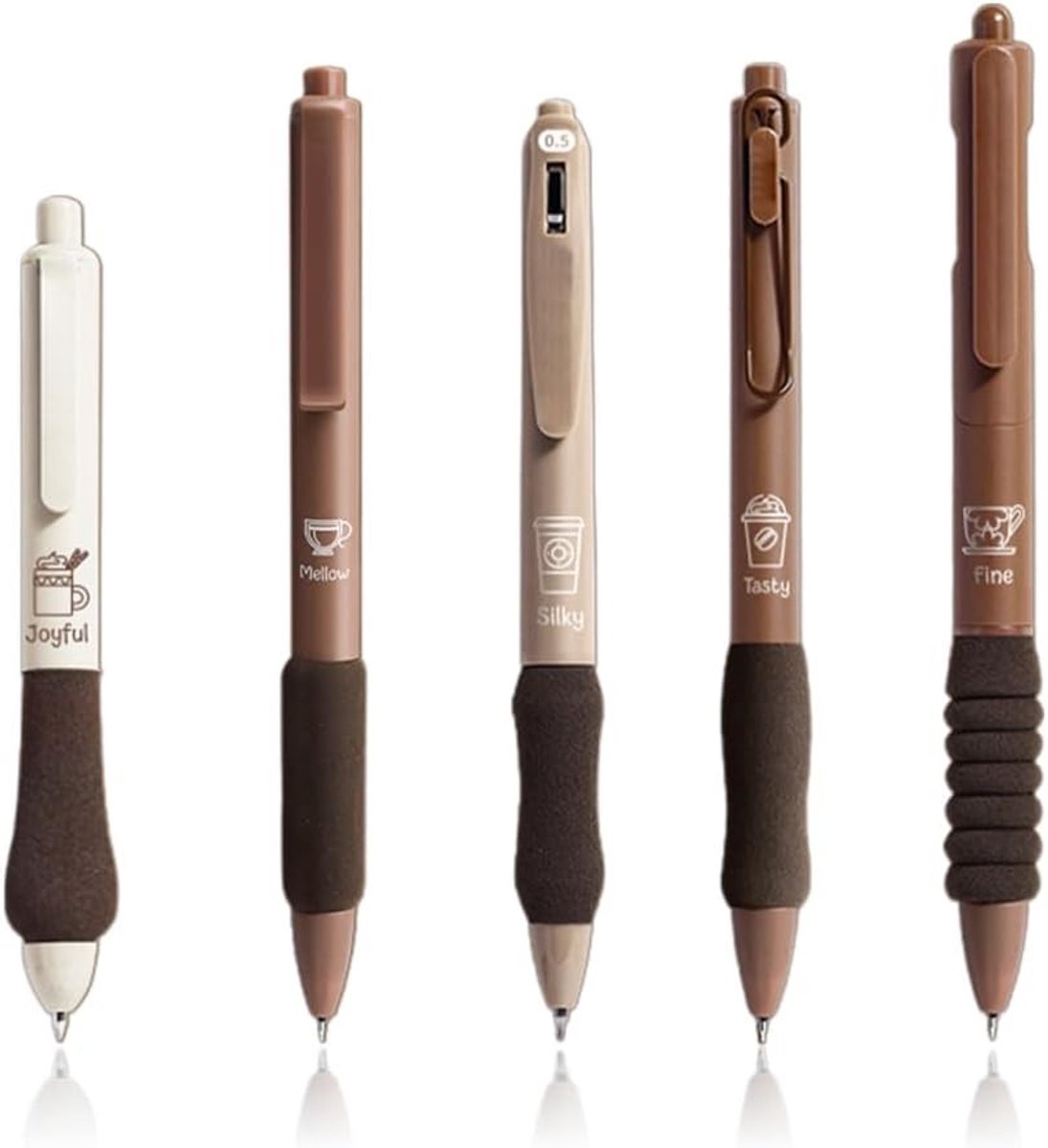 Set van 5 Inklapbare Gelpennen met Zachte Grip en Fijne Punt voor School, Kantoor en Notities (0.5mm) - Zwart Inkt