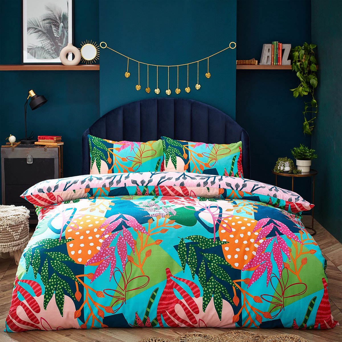 SnelShoppen - Dekbedovertrek Set Coralina, Multi, Eenpersoons, Tropisch Bloemenpatroon, Polycotton, Inclusief Kussensloop 50x75 cm, Zacht en Duurzaam,