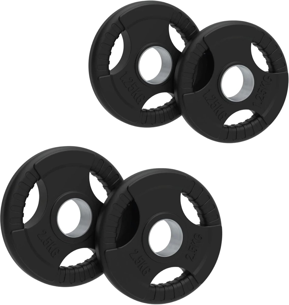 SnelShoppen - Olympische Halterschijven Rubber Tri-Grip Set 1,25 kg - 25 kg voor Krachttraining en Heffen - Fitnessapparatuur voor Dames en Heren - Zw