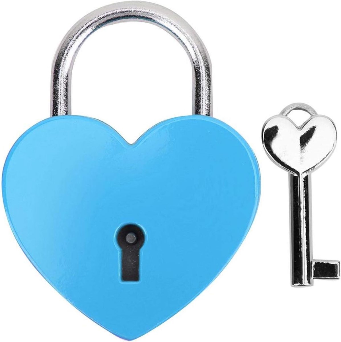 SnelShoppen - Hartvormige Metalen Hangslot met Sleutel, Duurzaam Blauw Slot voor Bagage, Journal, Boek, Sieradenbox - Perfect Cadeau voor Vrienden en
