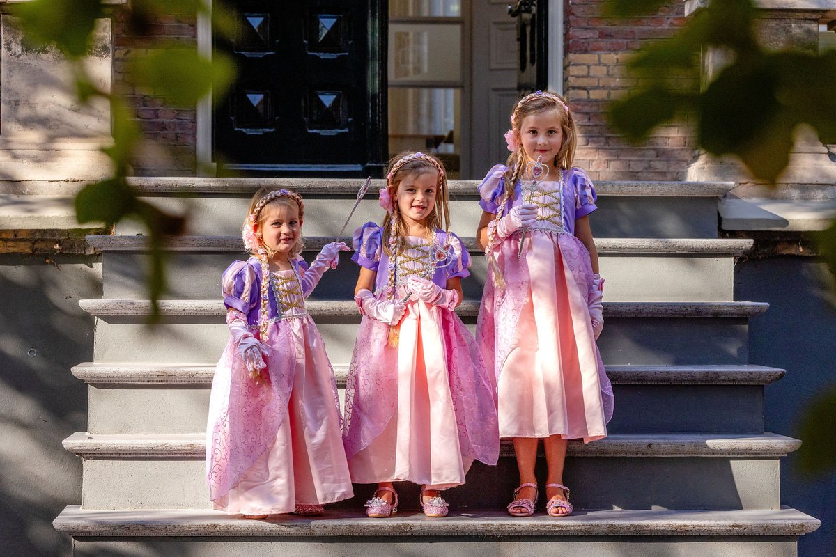 Het Betere Merk - Prinsessenjurk meisje - Roze / Paarse jurk - Verkleedkleding meisje - Carnavalskleding Kind - Kleed - Lange handschoenen - Haarband — afbeelding 11