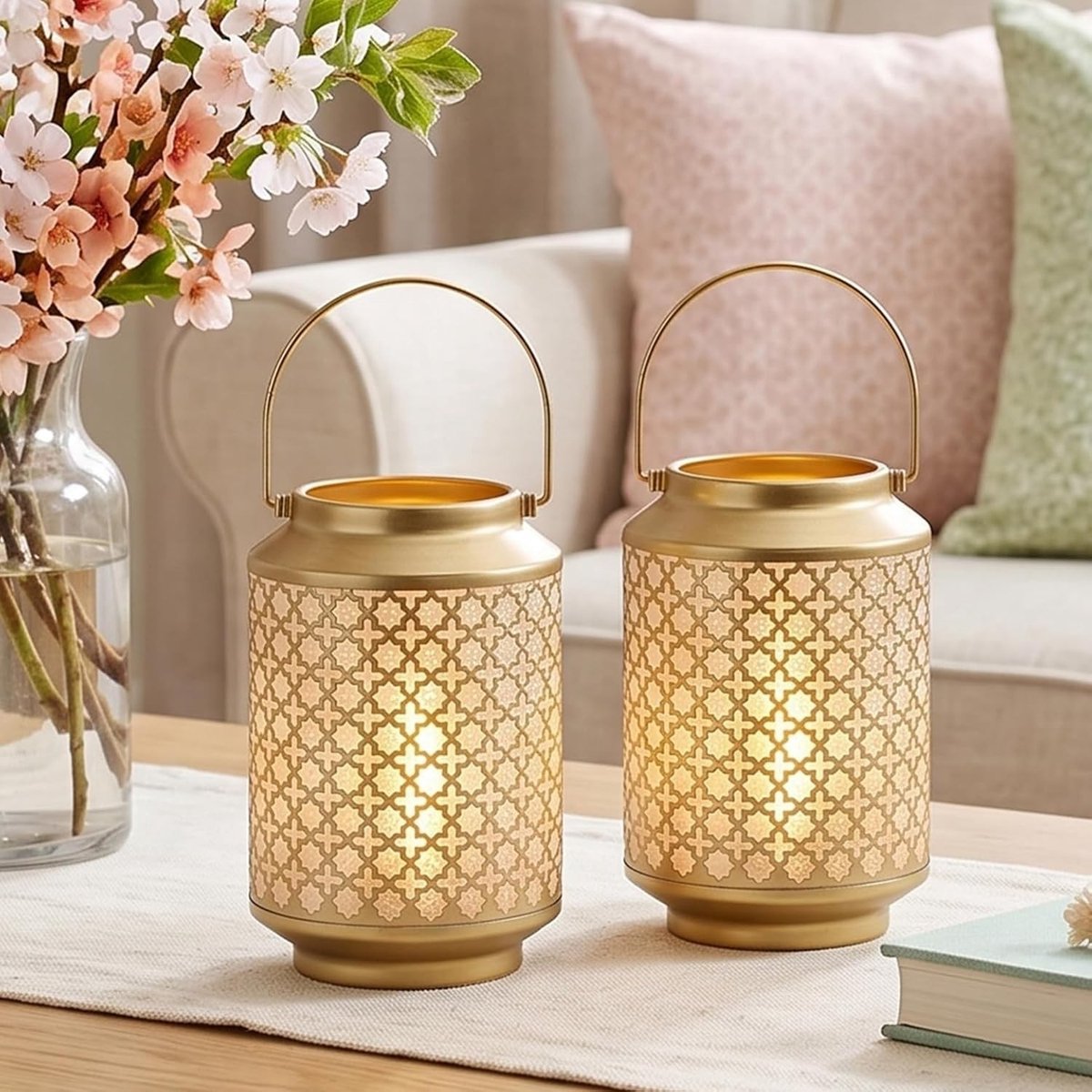 Set van 2 Draadloze Decoratieve Lampen van 17 cm Hoog, LED Tafellampen voor Thuis, Woonkamer, Bruiloften en Feesten, Geschikt voor Binnen en Buiten