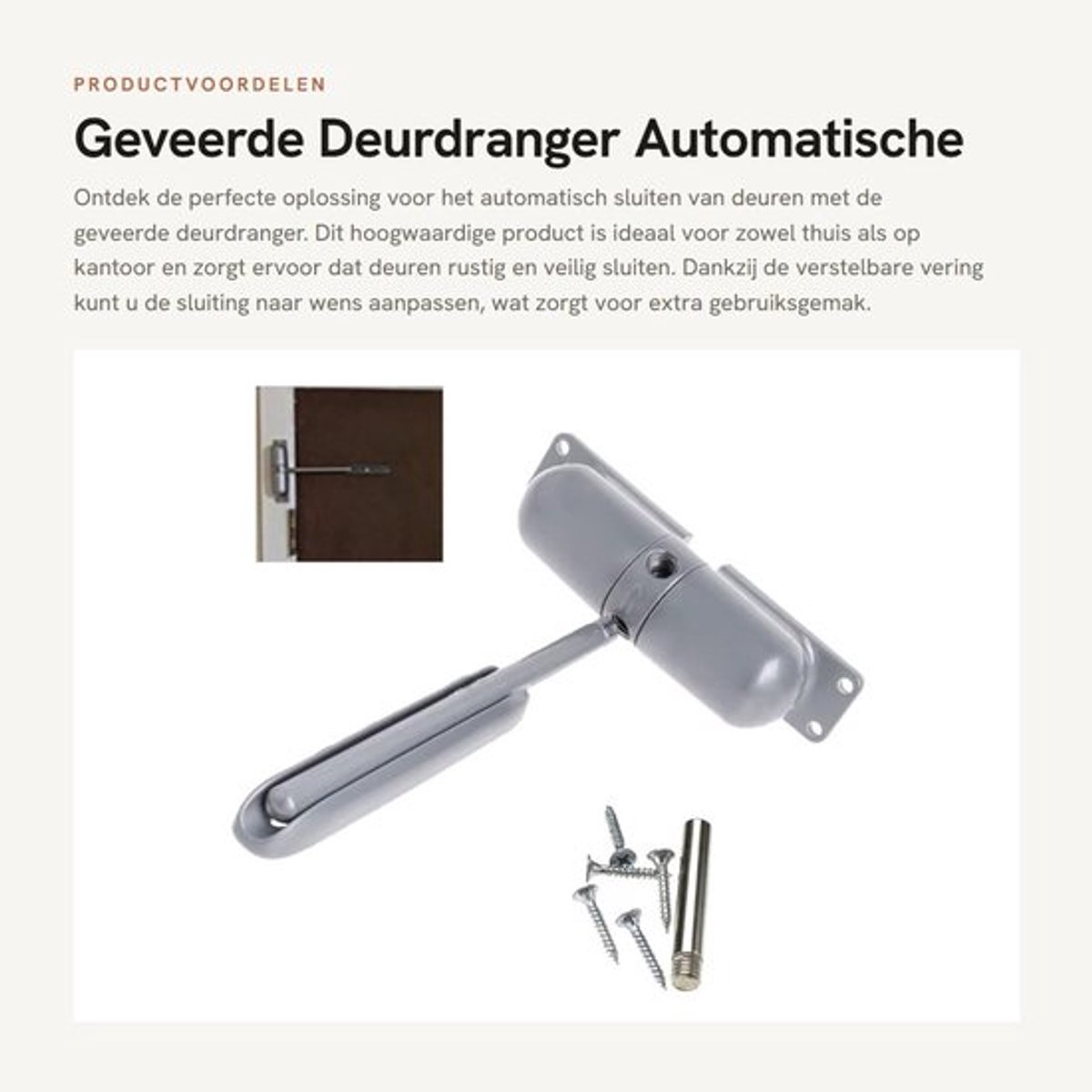 Deurdranger Automatisch Sluiten - Opbouw Deurdranger - Verstelbare Schroeven - Hoogwaardige Metalen Schaal - Geschikt voor Branddeuren - Eenvoudig te Installeren - Deursluiting