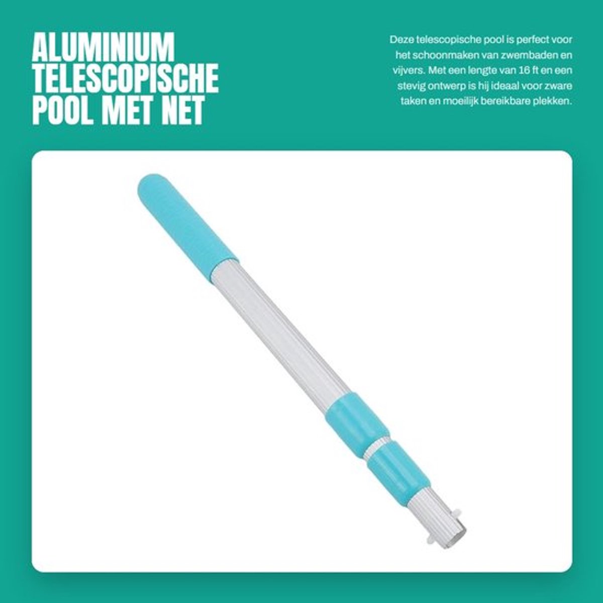 Zwembadsteel 3 secties - Poolskimmer - Aluminium - Verstelbaar - Handvat - Schokbestendig - Zwembadstok