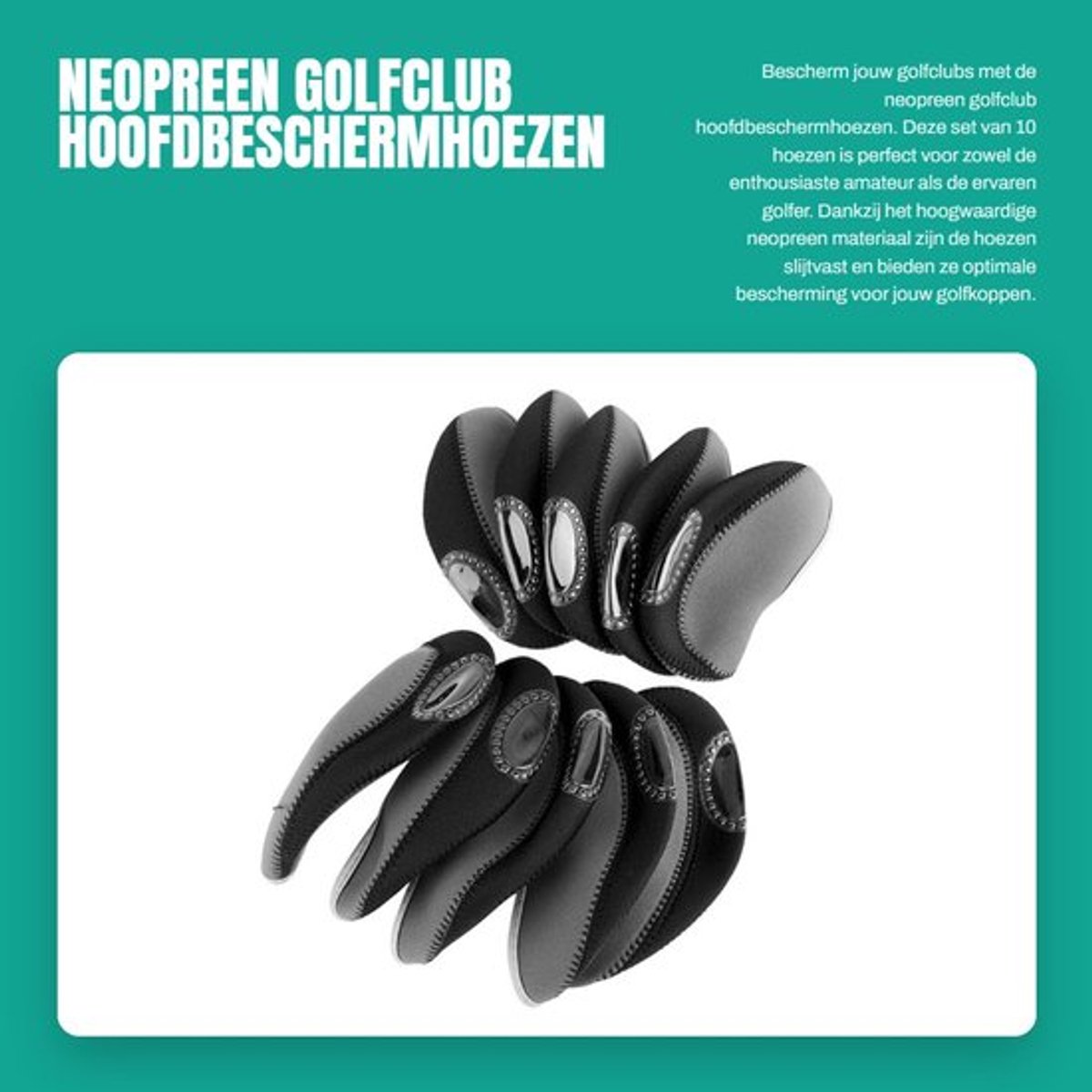 Golfclubhoofdbeschermhoes 10 stuks - Waterdicht - Neopreen - Bescherming tegen deuken - Slijtvast - Gloednieuw - Golfcovers
