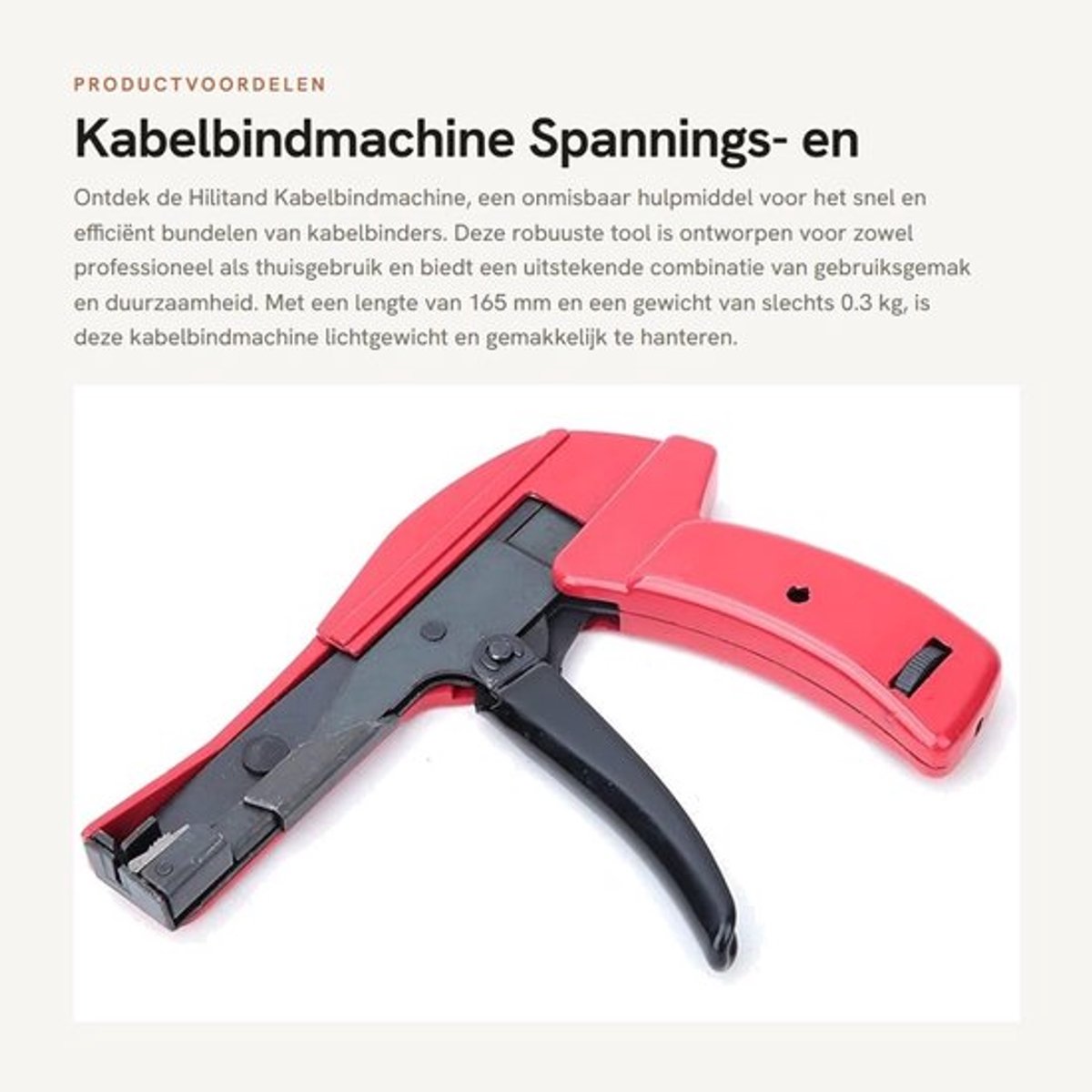 Spannings- en Snijgereedschap - Pneumatisch Gereedschap - Kabelbinders - Lengte 165 mm - Gewicht 0.3 kg - Roestvrij Stalen Behuizing - Kabelbindmachine