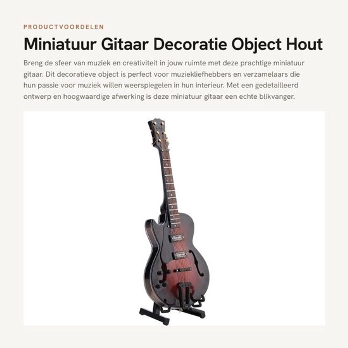 Miniatuur Gitaar Hoogwaardig Vakmanschap - Miniatuur Drumstel - Ornament - Muziek Instrument - Decoratie Object - Linde Hout