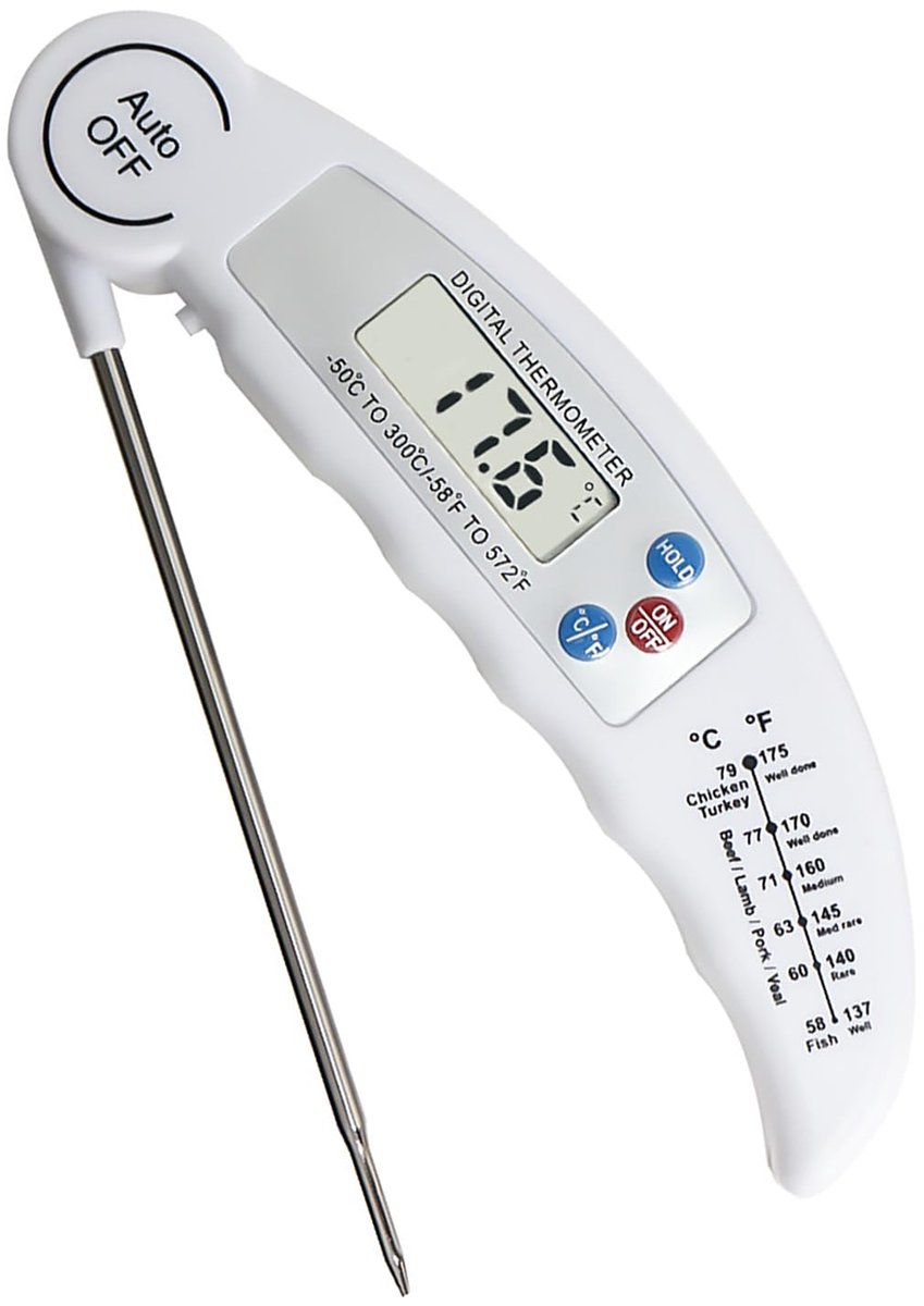 SnelShoppen - Digitale Vlees Thermometer - Snel Lezen Roestthermometer - Keuken Thermometer met LCD Display en Lange Probe - Ideaal voor BBQ, Koken, G