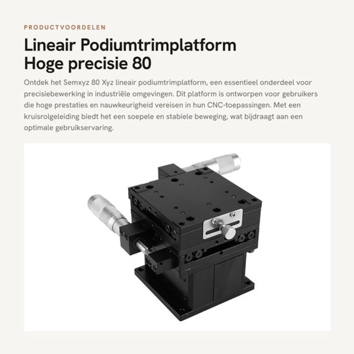 Podiumtrimplatform Hoge Nauwkeurigheid - Lineair Bewegende Delen - Schuiftafel 80x80 Mm - Kruisrolgeleiding - Industriële Benodigdheden - Stabiele Prestaties - Lineaire Geleiding