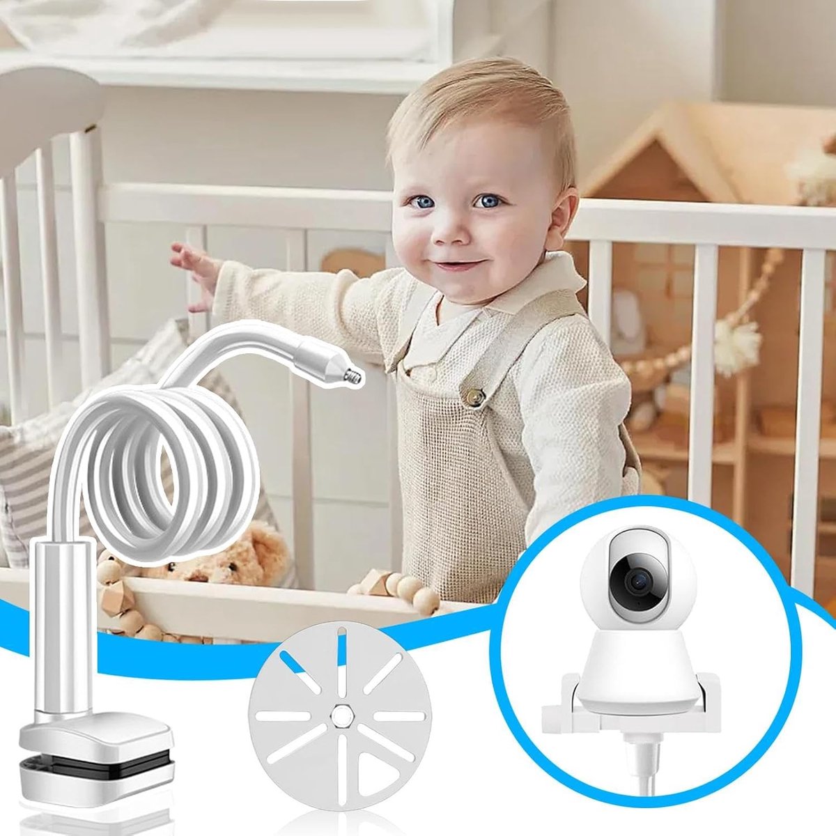 Babymonitorhouder - Babyfoon houder - Babykamer bewaken - Verstelbare klem - 6.3 x 10.1 x 6.3 cm - Khum