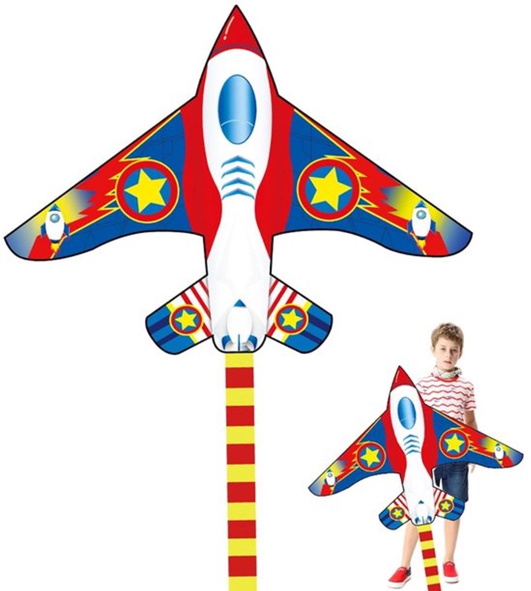 Vlieger Eenvoudig Vliegend - Vlieger voor Kinderen/Volwassenen - Strandvlieger - Kleurrijke Vechter - 4 Staarten voor Evenwicht - Hoogwaardige Materialen - Kite